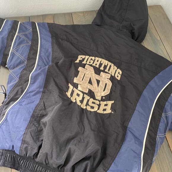 Vintage 90s Starter Notre Dame Fighting Irish NCAA Quarter Zip Coat Large (IN) - Picture 12 of 12